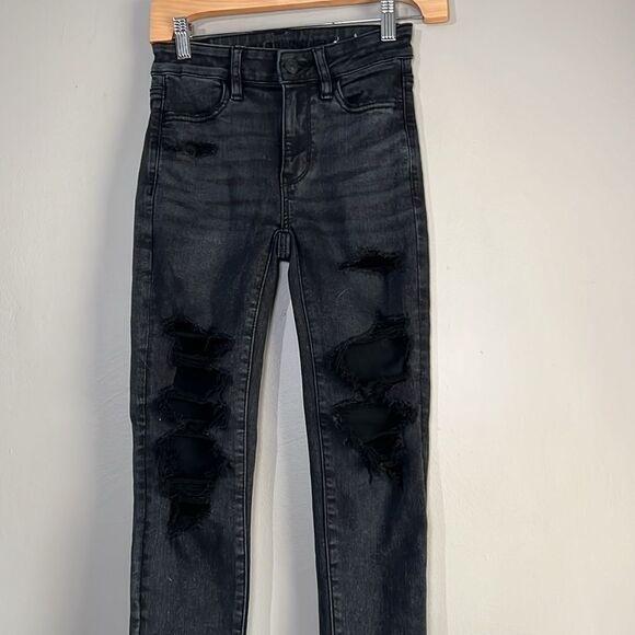 American Eagle next level stretch black distressed denim jeans - Picture 2 of 6
